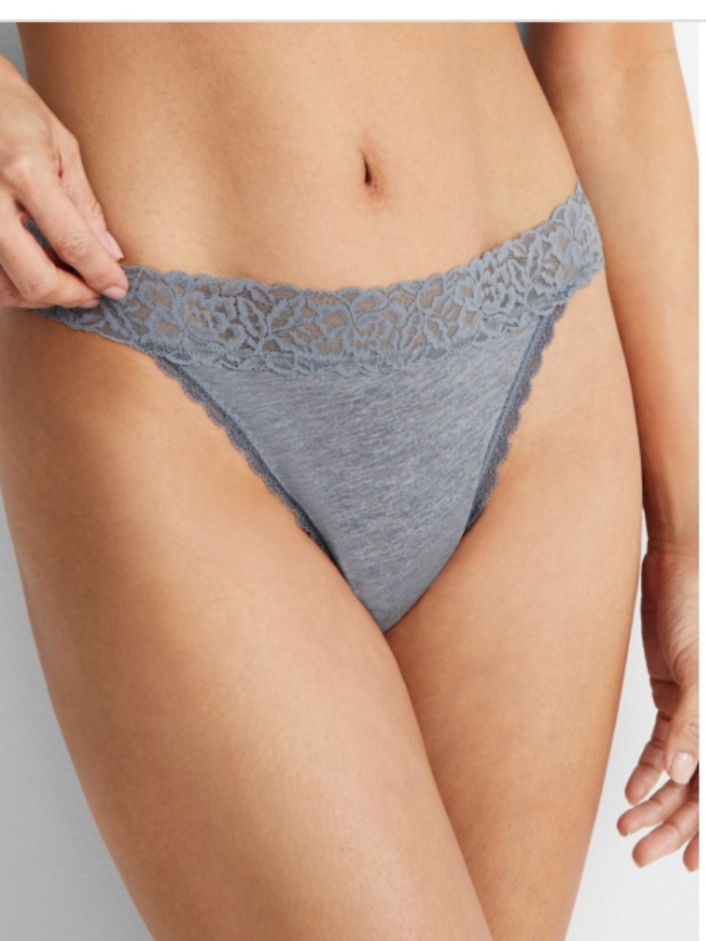 State of Day Women's Cotton Blend Lace-Trim Thong Underwear,